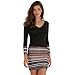 Produktbild Damen Kleider, GJKK Damen Elegant Patchwork Striped Maxi Boho V-Ausschnitt Langarm Kurz Kleid T-Shirt Kleid Kleid Abend Party Kleid Partykleider Cocktailkleider Abendkleid (Sexy Schwarz, L)