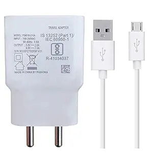 Fast Quick VIVO Charger for vivo V20 2021 Charger Original Adapter Like Mobile Charger | Power Adapter | Wall Charger | Fast Charger | Android Smartphone Charger | Universal Battery Charger | Hi Speed Travel Charger With 1 Meter Micro USB Cable Charging Cable Data Cable (2.4 Amp, White)