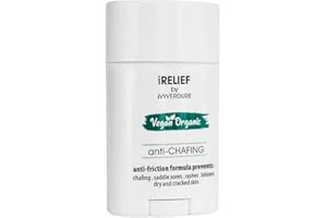 iVYVERDURE Vegan Organic iRELIEF Anti Chafing, Blisters & Chub Rub Stick. Eases Eczema. PARABEN & SILICONE FREE FORMULA. Uniquely designed to prevent friction, body, and skin glide.