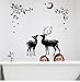 Price comparison product image AELAHER Wall Stickers 3D Waterproof Sticker Name Moonless Deer Diy Vinyl For Kids Rooms Glass Bathroom Christmas Decorations Wall Decals 60X90Cm
