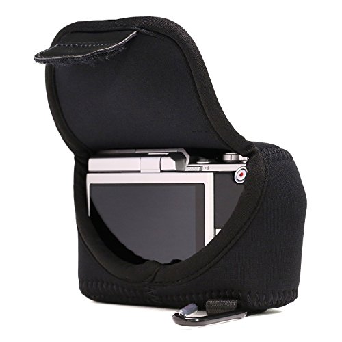 MegaGear Mat  riau L  ger Neoprene Sac photo Housse   tui sacoche pour Nikon 1 J4  Nikon 1 J5 avec 10-30 mm  Noir 