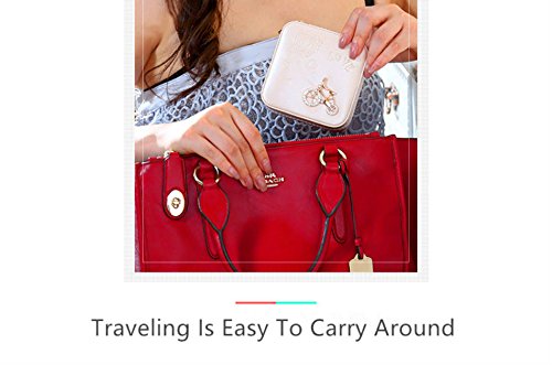 Beauty Königreich Portable Travel Schmuck Box mit eingebautem Spiegel PU-Leder Schmuck Zubehör Container (1 PCS) Bare Pink - 4