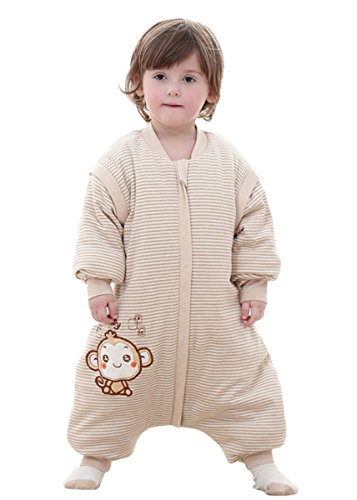 Happy Cherry Bambino Ragazzo Ragazze Coperta in Cotone Primavera Autunno Inverno Pigiama da Notte Bambini Pagliaccetto Manica Removibili Sacco a Pelo 9-18 Mesi Albicocca