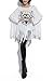 LATH.PIN Ladies Long Bat Sleeve Shirt Oversized Block Skull Poncho with Fringe FZD2969