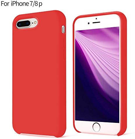 CANI iPhone 8 Plus Case, iPhone 7 Plus Silicone Case Matte Anti Scratch Cover Gel Rubber Case with Soft Microfiber Cloth Lining for iPhone 7/8 Plus Red