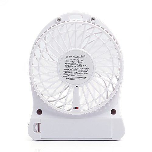 iProtect Mini USB Ventilator mit Batterie tragbarer Standventilator mit Micro USB Aufladekabel in weiss - 4