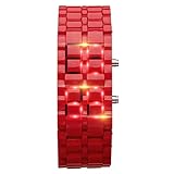 Luckhome Uhr Armbanduhren Mann Armbanduhr Herrenuhr Analoges Zifferblatt Mit Uhren Für Herren Kollektion Neue Eisen Samurai Metall Armband LED Digitaluhren Stunde Frauen Lava Beobachten（E）
