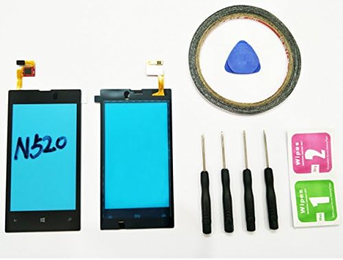 JRLinco For Nokia Lumia 520 N520 Glass Screen Display Touchscreen Replacement part For  Nokia Lumia 520 N520 Black + Tools & Double-sided adhesive + Cleaning alcohol Wiping package