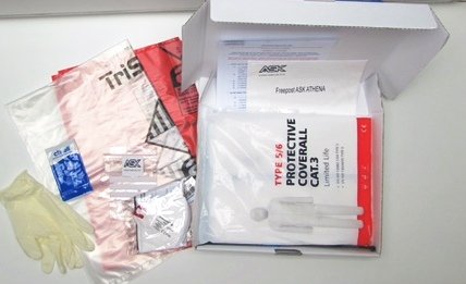 Complete Sealed Abestos Test Kit for DIY & Professional Use - 4 x Samples Per Kit - includes protective clothing, waste bags & 24 hour analysis by a UK government approved laboratory