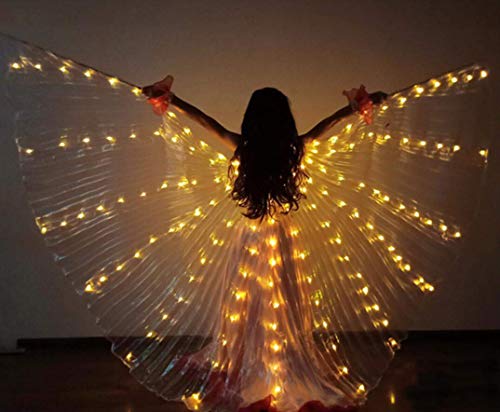 Z-SGFZ Fée de Danse Ouverture de la Danse du Ventre LED Ailes d'Isis avec Baguettes Tiges-Ailes 300 LED Lumineuses Illuminant Les Accessoires de Performance de scène- Certifié