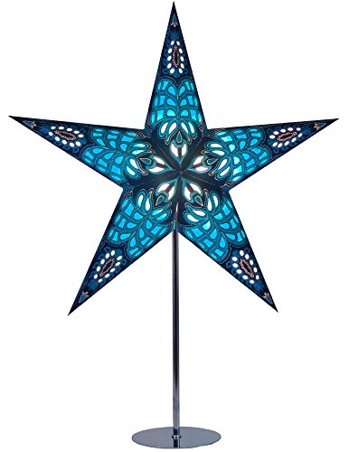 Weihnachtsstern / Papierstern Lampenschirme mit funkelnden dekorativen Designs in Handarbeit CANOPUS – Blau - 7
