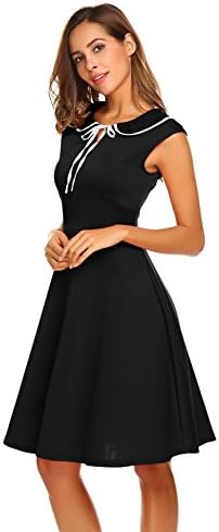 Zeela Women Ladies Summer A-Line 1950's Vintage Retro Sleeveless Dress with Doll Collar