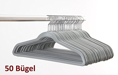 Smart-Hangers / Set 50 Bügel mit Steg / Grau -- raumspar rutschfeste Bügel