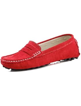 YY-Rui Damen Mokassins Slipper Slip-On Wildleder Bequem Schuhe Halbschuhe Freizeit