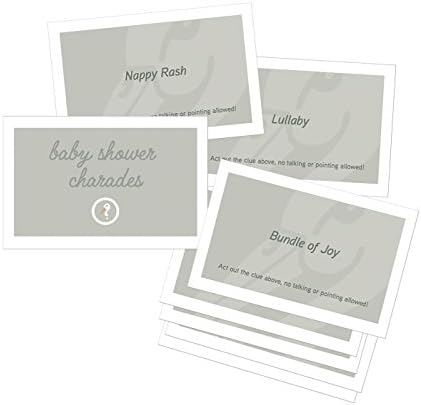 Baby Shower Games Set of 24 Baby Shower Charade Cards Unisex Elephant Grey