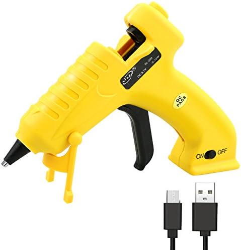 Wisfox Cordless Mini Hot Melt Glue Gun with Lithium Battery &amp; Wireless USB Charging Hot Melt Craft Glue for DIY, Hobby, Craft, Home/Office Repair(8W, Yellow)