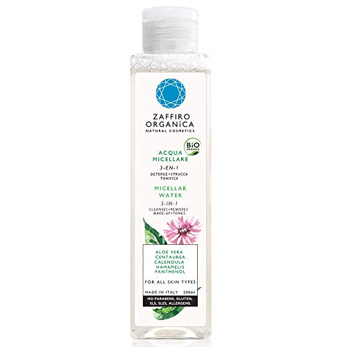 OFERTA DEL DIA Zaffiro Organica Agua Micelar ecológica 4 in 1 Limpia, Desmaquilla, Tonifica e Hidrata  con Aloe Vera, Agua de Aciano y Caléndula ? Loción limpieza facial para piel y ojos sensible