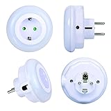 LED Nachtlicht mit Dämmerungssensor Emotionlite Steckdose Nachtlampe Kinder Schützen Steckdose Orientierungslicht Stimmungslicht Multi-Farben (Grün, Blau, Warmweiß) Auswechselbar Helligkeitssensor 0.6W Max. 3680W 16A (2 Stück) - 5