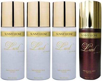 Sunny Leone Three Lust White and One Lust Brown Perfume Body Spray Combo for Men (Pack of 4)