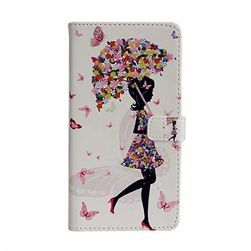MUTOUREN iPhone 7 Brieftasche Flip Case Cover – PU Leder Bookstyle Klapphülle Wallet Case für iPhone 7 (4.7 Zoll) Portemonnaie Hülle Schutz Ultra Dünn Handy Tasche Geldboerse Schutzhülle – Schön Mädchen Blumen-Fee + Metall Stylus Pen - 2