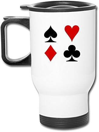 Playing Card Symbol Aluminum White Travel Mug, 12 Ounces