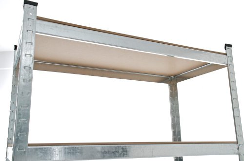 CLP Schwerlastregal BIG, Metall, verzinkt, Tragkraft 1325 kg, 180 x 90 x 45 cm, Lagerregal 5 Böden silber - 3