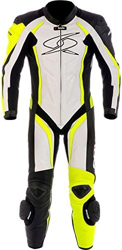 SPYKE BLASTER III Motorcycle Racing Suit-White/Black/Fluorescent Yellow-EU 58 3XL / UK 48 3XL / US 48 2XL