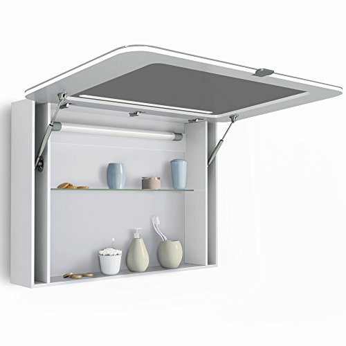 Spiegelschrank LED 80 cm Weiß Hochglanz Badschrank Badspiegel Spiegel - 3