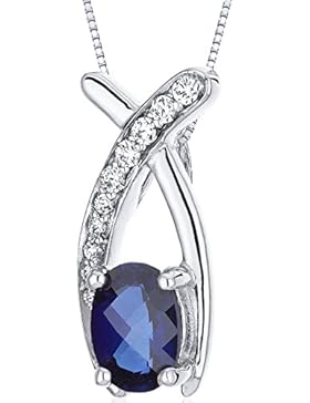 Revoni Damen Halskette 925 Sterling Silber Saphir 1.91 cm blau PER-SP10052