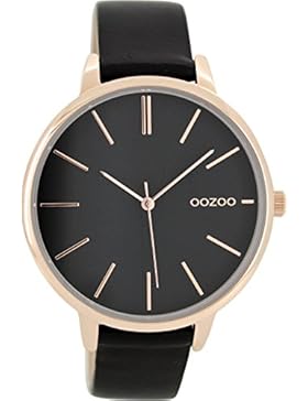 Oozoo Damenuhr mit Lederband 42 MM Rose/Schwarz/Schwarz C8674