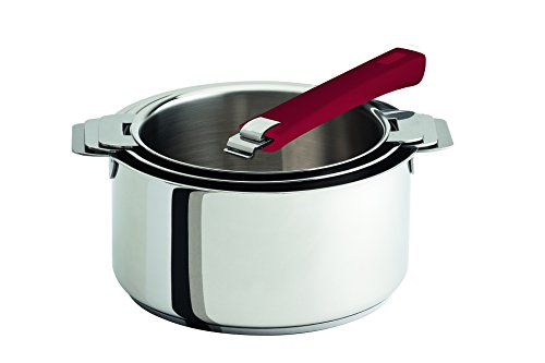 Cristel Saucepan-Set, 3 Pots and 1 Detachable Handle Raspberry