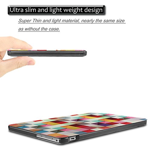 YunTab 3G Tablet 10.1 Zoll/ACEPAD A101 (10.1″) TABLET PC Hülle Case, Infiland Ultra Dünn Tri-Fold Muschel PU Leder Schlank Superleicht Ständer Shell Cover Schutzhülle Etui Tasche für 10.1″ Android Tablet-PC Inklusive XIDO X111, 10 Zoll Tablet Pc(25,7 cm), Artizlee 10 Zoll (10.1″) Tablet PC ATL-21L 1280×800, XIDO Z120/3G Tablet Pc 10 Zoll(Überprüfen Sie bitte die Details der kompatibelen Tablet-Modell-Liste in Produktbeschreibung)(Farbige Quadrate) - 6