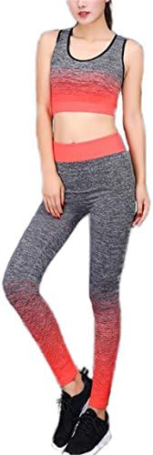Hippolo Women Yoga Suit Fitness Seamless Bra+Pants Leggings Set Gym Workout Sports Wear (Red)(All code)