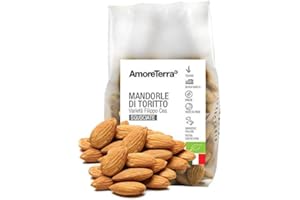 AmoreTerra Mandorle BIO di Toritto, 250g, esclusive, italiane, gustose mandorle biologiche, coltivate sull'altopiano delle Murge, antica varietà “Filippo Cea” (3 Pz.)