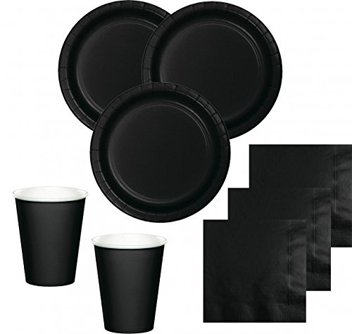 52 Teile Party Deko Set Schwarz für 16 Personen