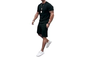Osheoiso Trainingsanzug für Herren Sommer Sportanzug 2 Teiliges Outfit Sport Set Kurzarm Sportanzug T-Shirts + Kurze Hose Sets Freizeitanzug Männer Trainingsanzug Sporthose