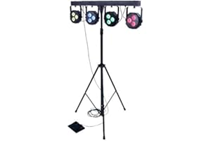 E-Lektron Power-Bar 4-Way LED Spotlight Light Effect DMX with Tripod/Carry Bags/Foot Remote Control