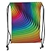 Produktbild Icndpshorts Drawstring Backpacks Bags,Colorful Home Decor,Psychedelic Color Wave Futuristic Style Radiant Blush Hue Curls Graphic Art,Multi Soft Satin,5 Liter Capacity,Adjustable String Closur