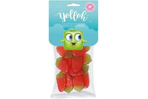 YOLLOH - Sachet Bonbon Strawberries - Sans Gelatine - 320007 - Rouge - Fraise - Tendres - 120 Gr - Anniversaire - Enfant - Adulte - Fraise
