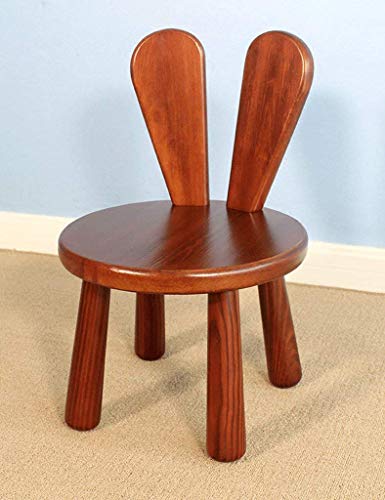 Stools Small Stool Solid Wood Backrest Children Baby Chair Wooden Bench (Color : Rabbit stool2, Size : 25 * 25 * 46cm)