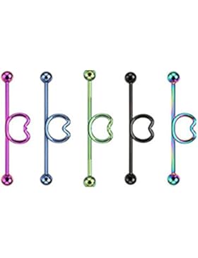 Paula & Fritz® Industrial Hantel Edelstahl Chirurgenstahl 316L mit Titanüberzu...