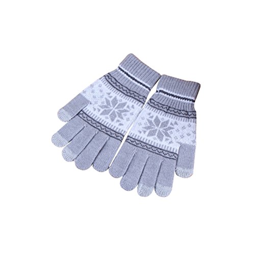 Preisvergleich Produktbild Tinksky Frauen Strickhandschuhe Fäustlinge Touchscreen Handschuh Winter Handwärmer für Frauen (hellgrau)
