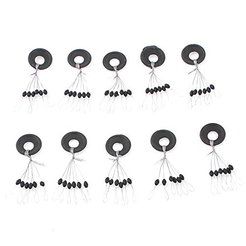 10 Pcs 6 en 1 BGoma Negra Ovalada Anilla Parada Pesca