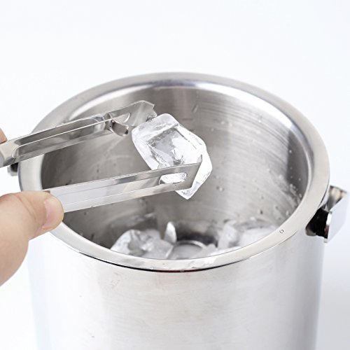 Baytter 1,3L doppelstöckiger Eiswürfelbehälter Edelstahl Eiseimer Eisbehälter mit Zange und Deckel - 4