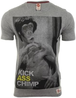 Mens Scam T Shirt Funny/ Rude Graphic Print Jersey - Kick Ass Chimp (Bruce Kick Ass Chimp (Mid Grey)) L