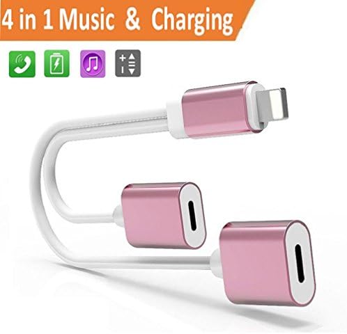 Lighting Adapter Jack Adapter Headphone for iPhone7/7Plus iPhone8/8Plus iPhone X/10. Adaptor&amp;Splitter Jack Earphone Connector Cable For iPhone 7/7Plus. AUX Audio Jack Headphone Cable Charge and Music Adaptor Double Lighting Charge and Audio Cable Support iOS 10.3 &amp;iOS11.3