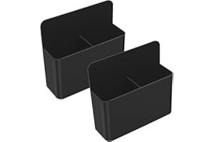 MoKo Pack of 2 Magnetic Dry Erase Marker Holder, Magnetic Pen Pencil Holder Storage Organizer for School Supplies, Whiteboard, Refrigerator and Other Magnetic Surfaces, Black