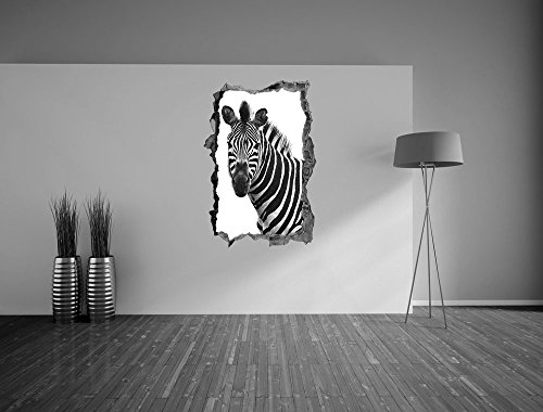 Pixxprint 3D_WD_S1509_62x42 wundervolles Zebra Wanddurchbruch 3D Wandtattoo, Vinyl, bunt, 62 x 42 x 0,02 cm - 3
