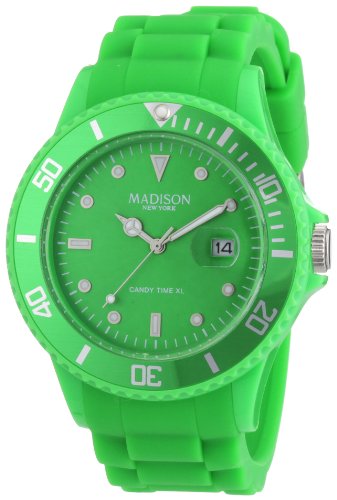 Madison New York Unisex-Armbanduhr Candy Time XL Analog Silikon grn G4167-10/1 Madison New York Unisex-Armbanduhr Candy Time XL Analog Silikon grn G4167-10/1