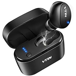 Mini Auricular Bluetooth, VTIN Auricular Invisible Bluetooth 5.0, HD Micrófono incorporado y manos Libres, caja para cargar en Cualquier momento para Hacer Llamadas en Coche y Oficina etc- Negro